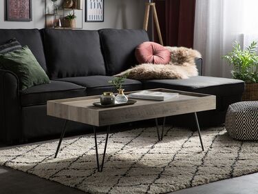 Sofabord grå/lysetre 100 x 60 cm WELTON