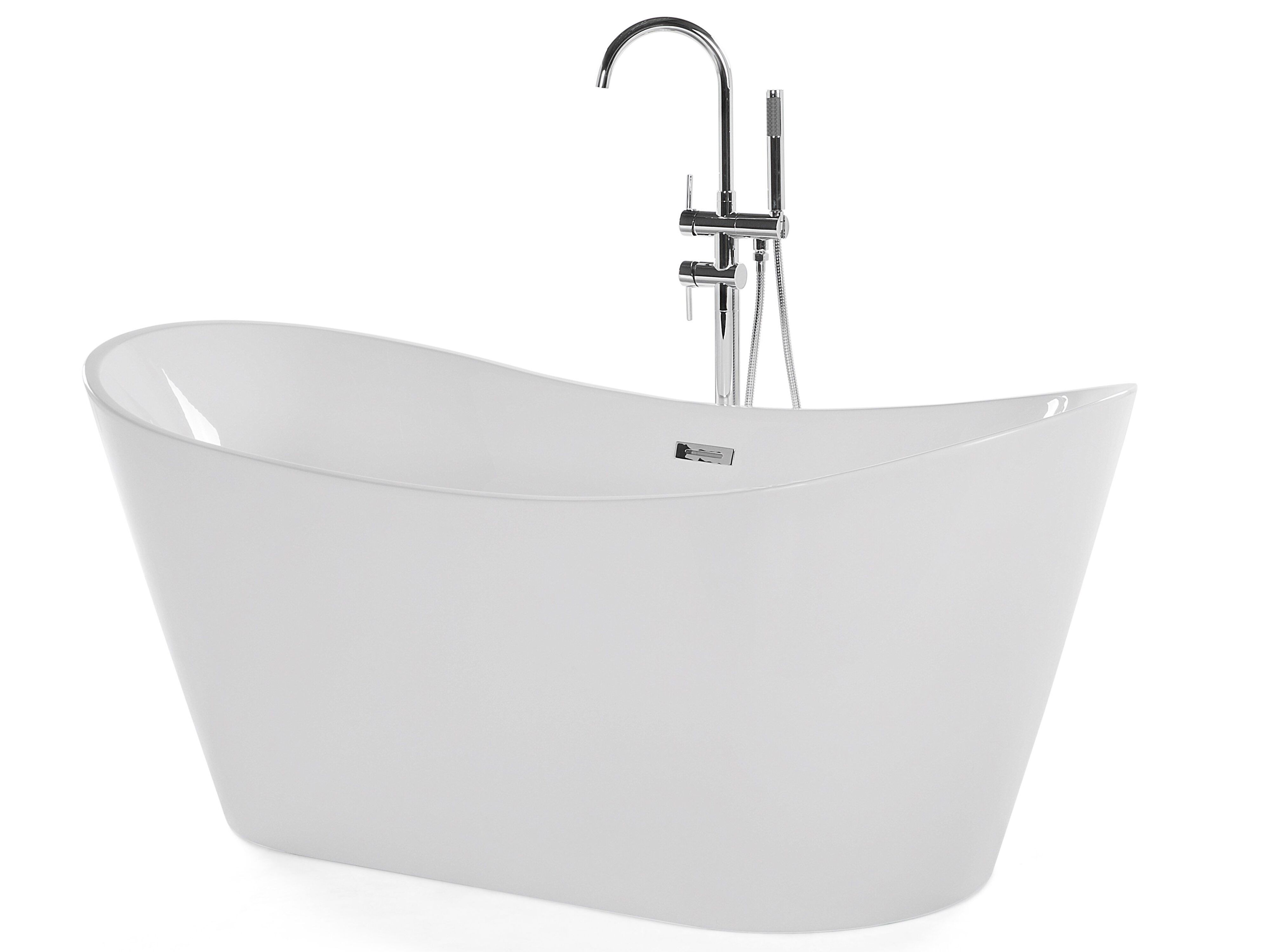 Baignoire Ilot 170 Cm En Acrylique Blanc Antigua Beliani Fr