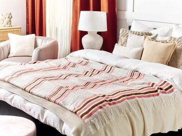 Blanket 130 x 170 cm Pink and Beige MAGAR