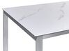 Négyszemélyes márványhatású üveg étkezőasztal fehér székekkel COSOLETO/GROSSETO_881715