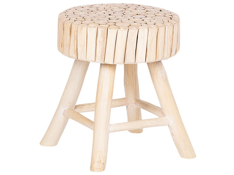 Mesa de noche de madera de teca clara ⌀ 35 cm NAMPA_759057