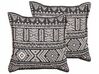 Set of 2 Cotton Cushions Geometric Pattern 45 x 45 cm Black and Beige SIRVAN_801757