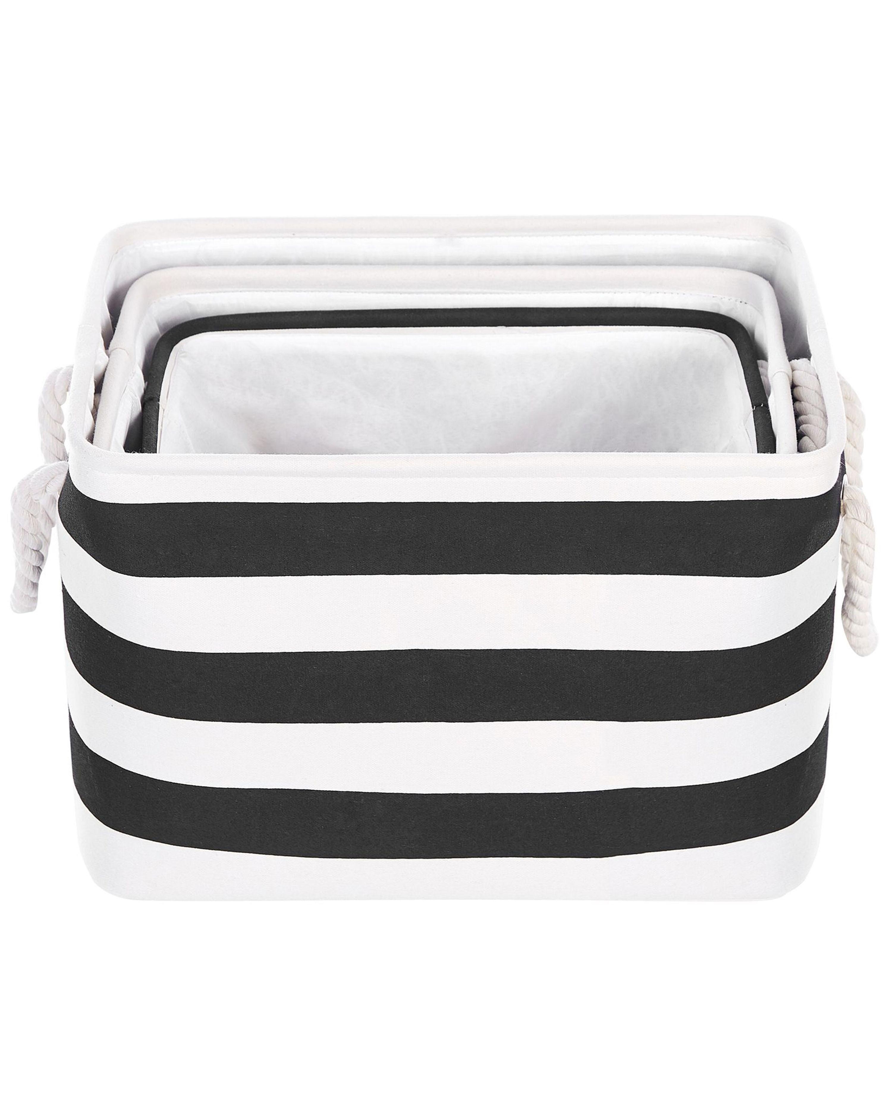 Set of 3 Fabric Baskets Black and White DARQAB_849754