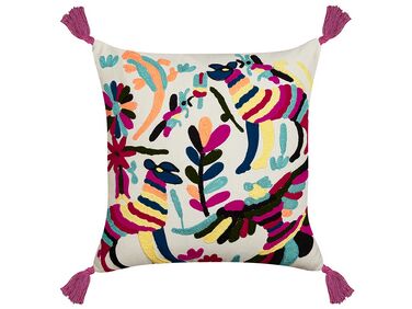 Embroidered Cotton Cushion Animal Motif 50 x 50 cm Multicolour RAIGANJ