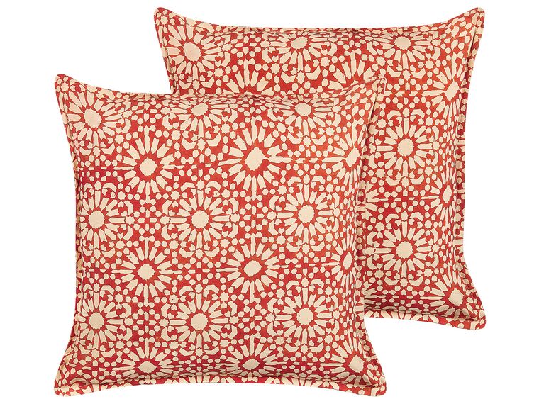 Lot de 2 coussins décoratifs avec motif géométrique en coton 45 x 45 cm rouge CEIBA_839089