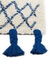 Teppich Baumwolle beige / blau 140 x 200 cm geometrisches Muster Kurzflor ERZINCAN_839256