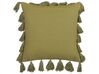 Bawełniana poduszka dekoracyjna z frędzlami 45 x 45 cm zielona LYNCHIS_838692