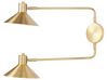 Nástenná kovová lampa s 2 tienidlami zlatá KADASSA_884285