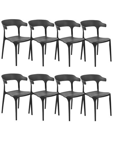Lot de 8 chaises de salle à manger noires GUBBIO