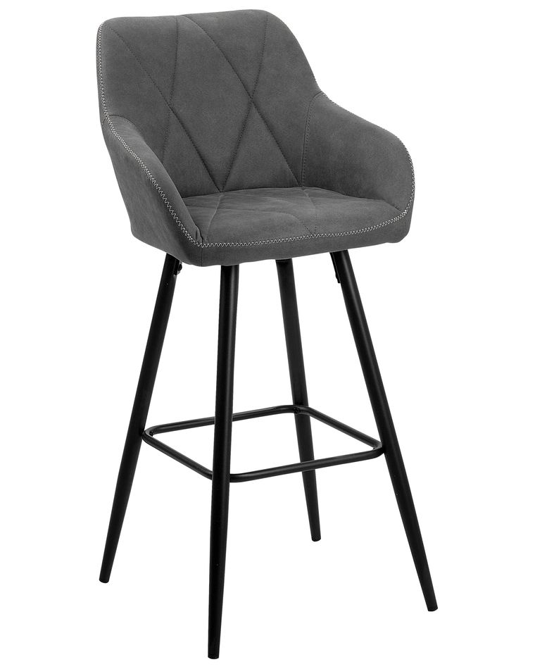Set of 2 Fabric Bar Chairs Grey DARIEN Beliani.co.uk