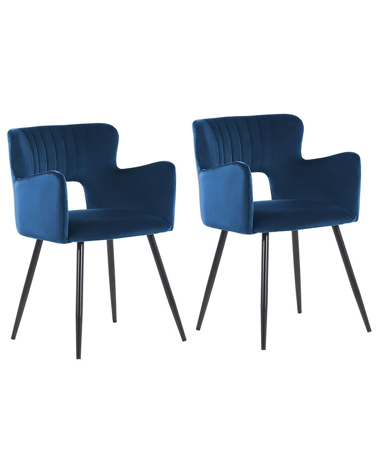 Set of 2 Velvet Dining Chairs Navy Blue SANILAC_847085