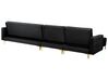 Right Hand Modular Velvet Sofa with Ottoman Black ABERDEEN_857504