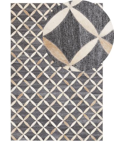 Teppich Kuhfell grau / beige 140 x 200 cm Patchwork Kurzflor GENC