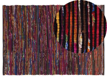 Teppich Baumwolle bunt-schwarz 140 x 200 cm abstraktes Muster Kurzflor BARTIN