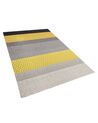 Teppich Wolle grau / gelb 140 x 200 cm Streifenmuster Kurzflor AKKAYA_750908