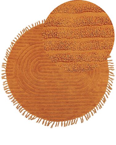 Pyöreä matto puuvilla oranssi ⌀ 140 cm HALFETI