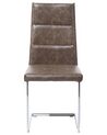 	Conjunto de 2 sillas de comedor de piel sintética marrón claro/plateado ROCKFORD_693195