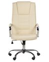 Fotel biurowy regulowany z funkcją masażu ekoskóra beżowy GRANDEUR_816093