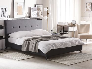 Fabric EU King Size Bed Dark Grey AMBASSADOR