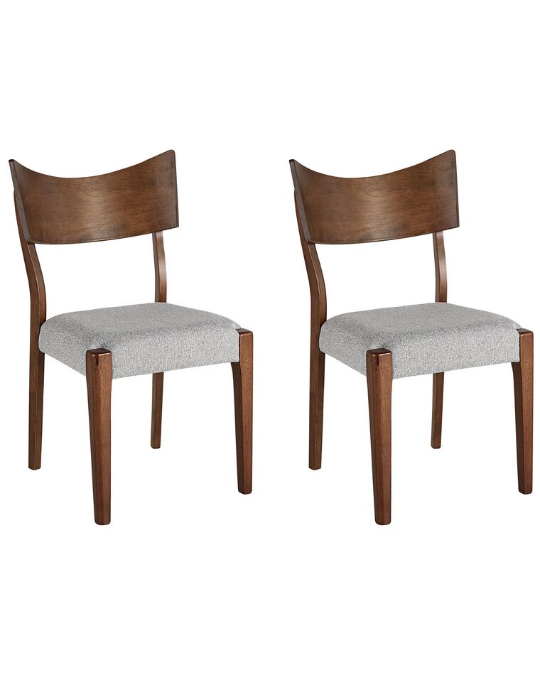 Sada 2 drevených jedálenských stoličiek tmavé drevo/sivá EDEN_832017