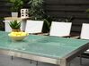 Set tavolo e sedie da giardino in vetro temperato e fibra tessile bianca tavolo 220 con 8 sedie GROSSETO_768735