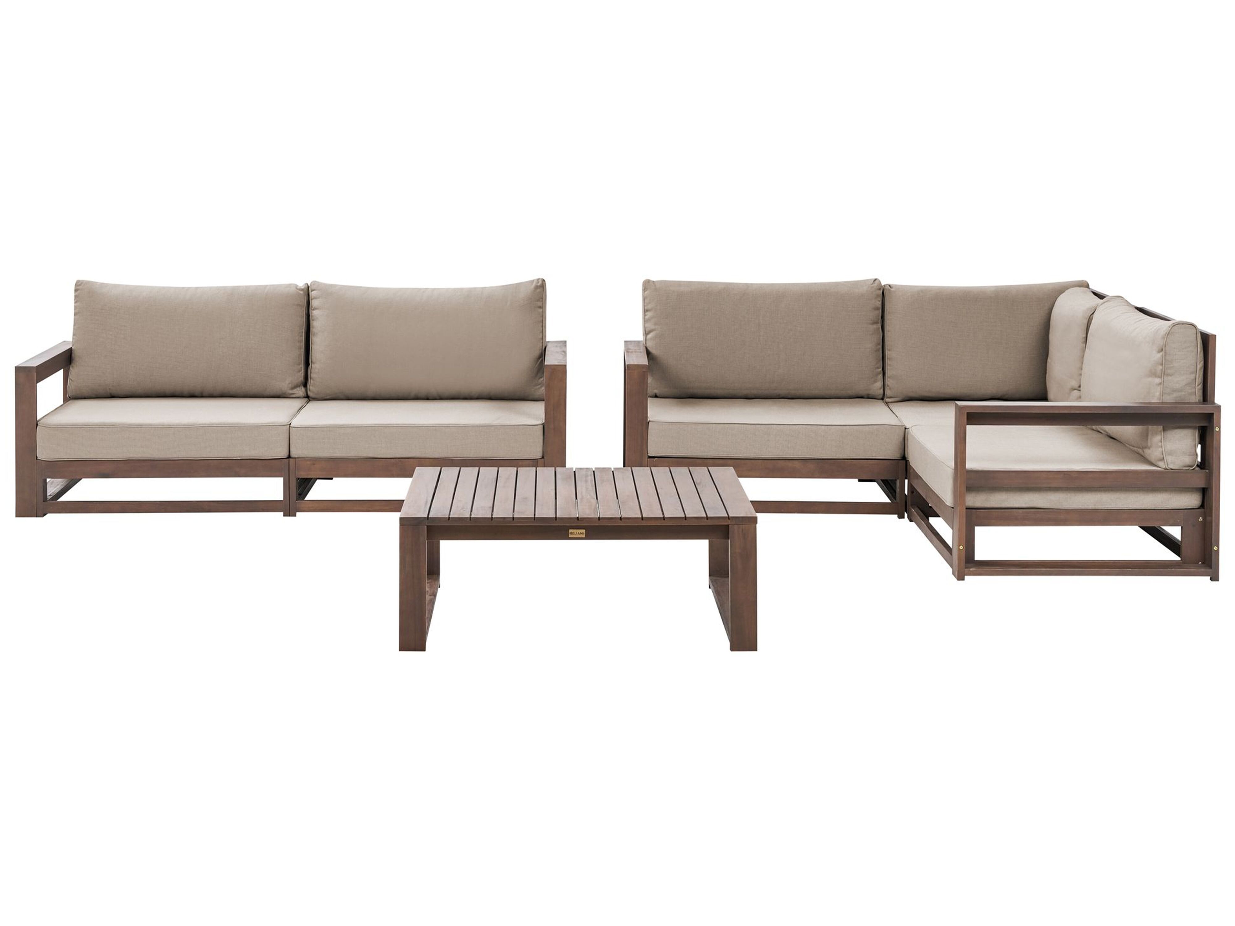 Lounge Set zertifiziertes taupe dunkelbraun modular Auflagen II TIMOR Holz 4-Sitzer