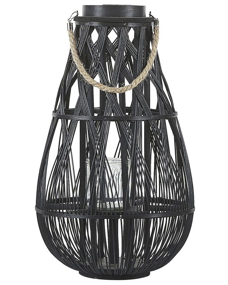 Lampion drewniany 56 cm czarny TONGA_774313
