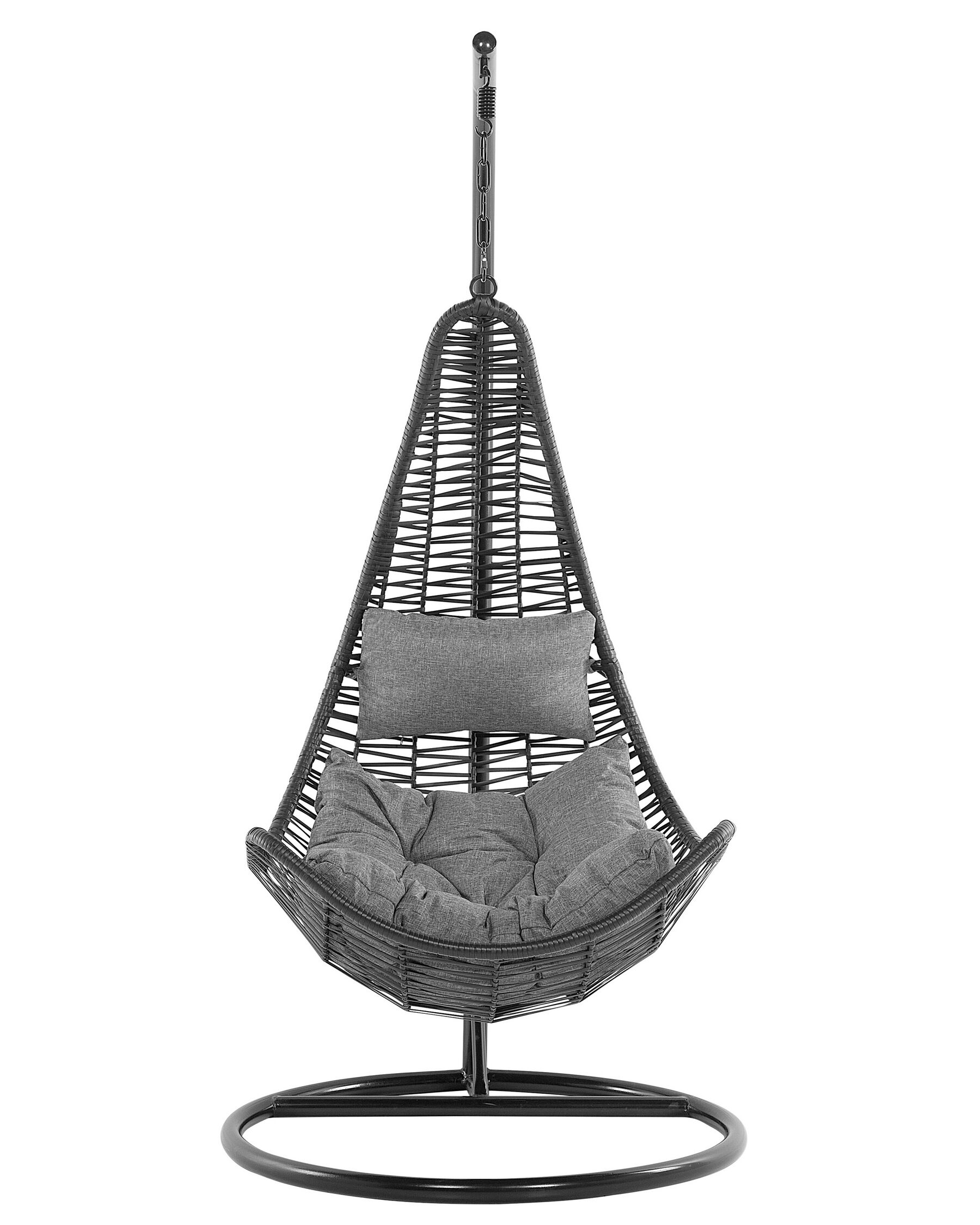 Rattan Hanging Chair with Stand Black ATRI Beliani.co.uk