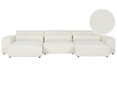Canapé d'angle à droite modulable 3 places en bouclé avec ottoman blanc HELLNAR