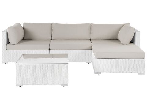 4 Seater Rattan Garden Corner Sofa Set White Sano Ii Beliani No 4 Seater Rattan Garden Corner Sofa Set, White Garden Sofa Set