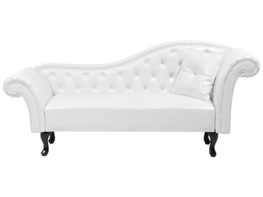 Right Hand Faux Leather Chaise Lounge White LATTES