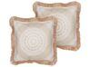 Set of 2 Cushions Boho Motif 45 x 45 cm Beige and White AGRIMONY_854352
