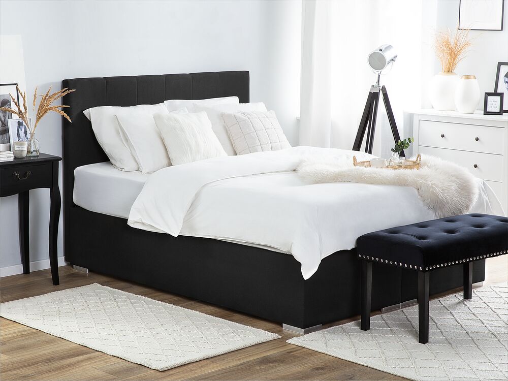 Boxspringbett schwarz mit Bettkasten hochklappbar 180 x 200 cm LORD Boxspringbett schwarz mit Bettkasten hochklappbar 180 x 200 cm LORD