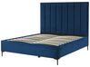 Polsterbett Samtstoff blau mit Bettkasten hochklappbar 140 x 200 cm SEZANNE_800064