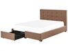 Fabric EU King Size Bed with Storage Brown LA ROCHELLE_833005