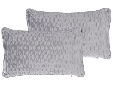 Set of 2 Embossed Cushions 30 x 50 cm Grey MOTARI