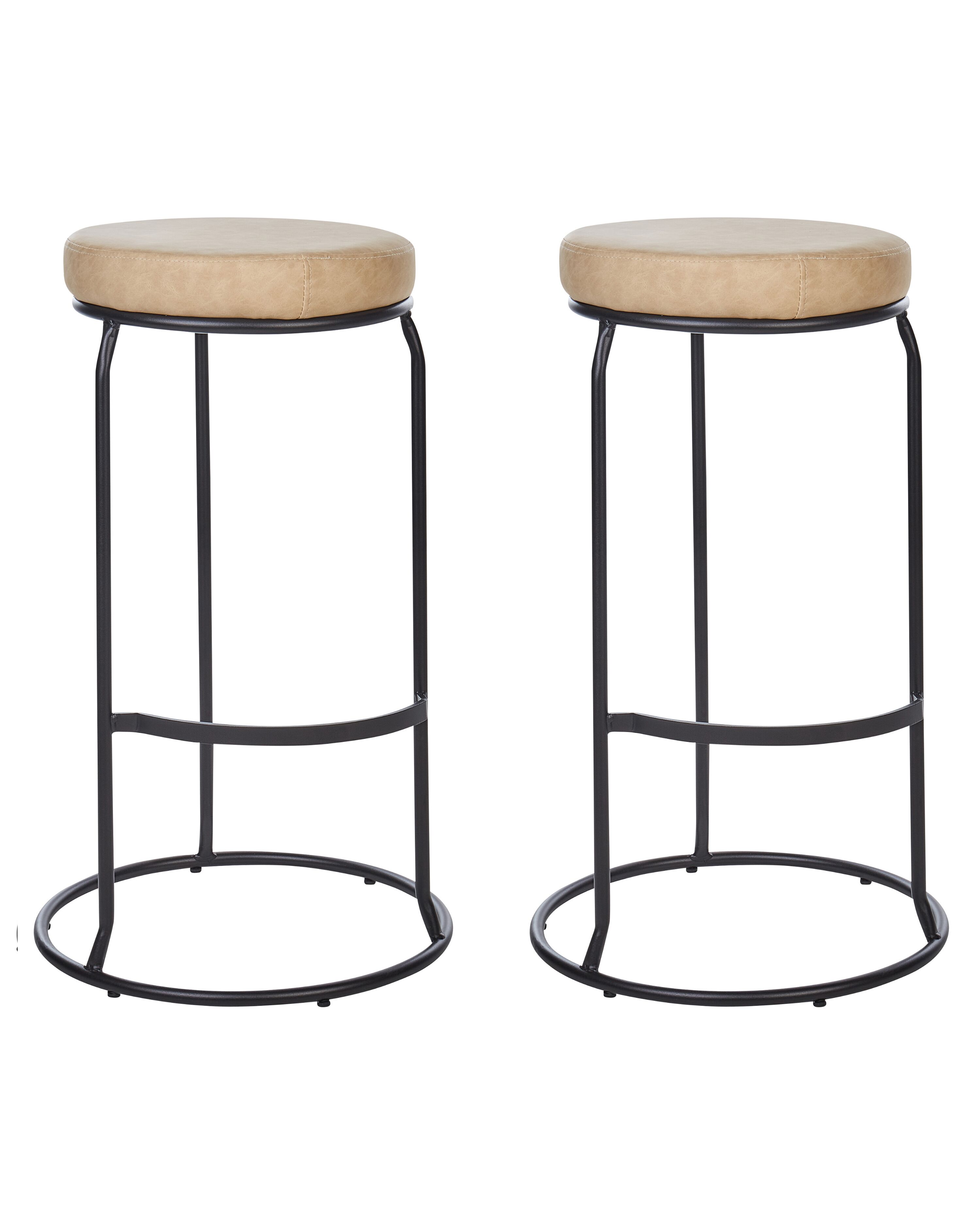 Set of 2 Faux Leather Bar Stools Beige MILROY Beliani.co.uk