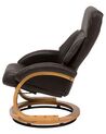 Recliner Chair with Footstool Faux Leather Brown FORCE_697920