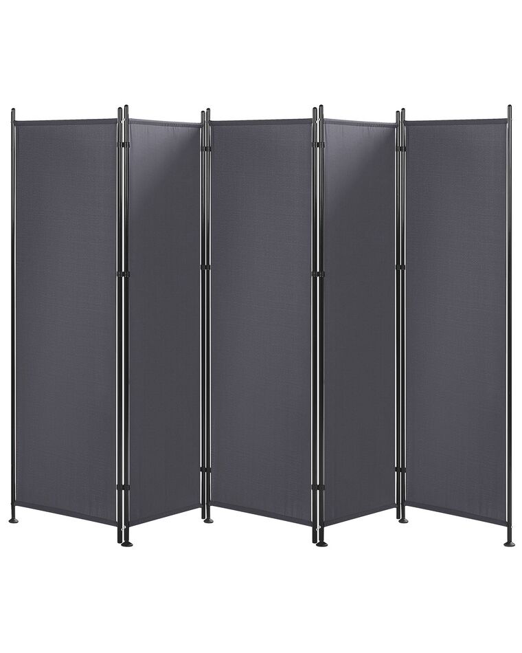 	Biombo 5 paneles de poliéster gris oscuro 170 x 270 cm NARNI_802634