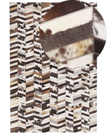 Tapis patchwork à motif zigzag marron et blanc 160 x 230 cm AKYELE