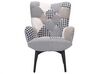 Wingback Chair with Footstool Patchwork Grey VEJLE_540465