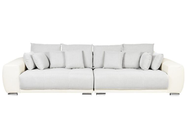 4 Seater Fabric Sofa Light Grey and Light Beige TORPO_733389