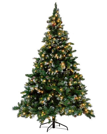 Künstlicher Weihnachtsbaum mit LED Beleuchtung Schnee bestreut 210 cm grün PALOMAR