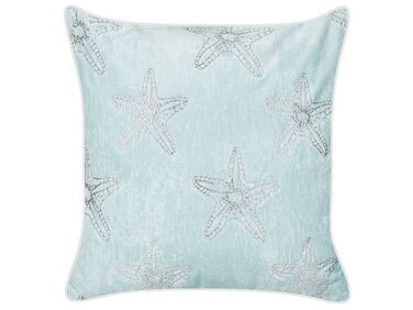 Velvet Cushion Starfish Motif 45 x 45 cm Blue CERAMIUM