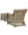 Rattan Garden Chair with Footstool Natural RIBOLLA_824011