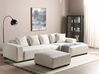 Left Hand Jumbo Cord Corner Sofa with Ottoman Off-White LUNGO_898376