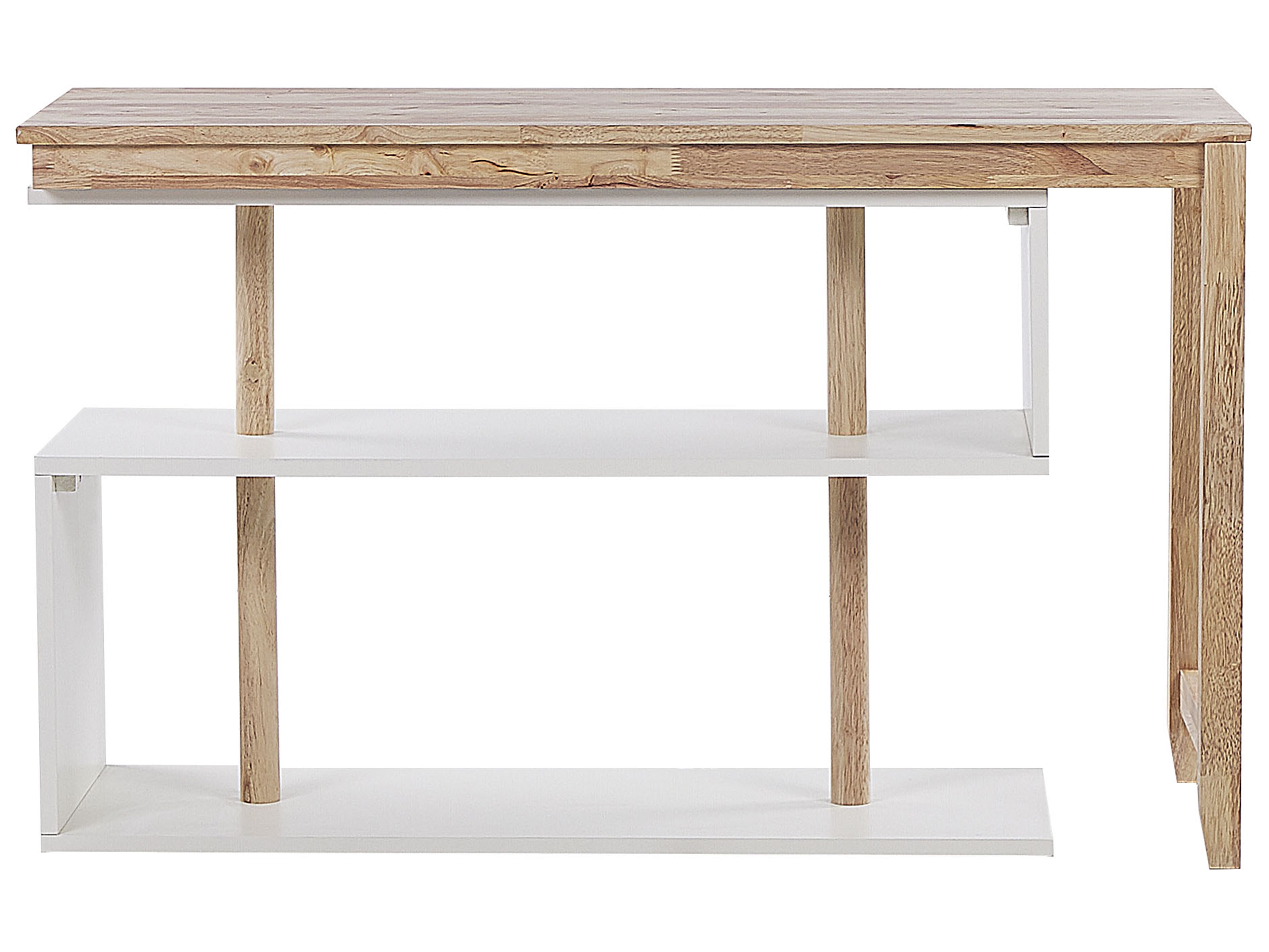 IDMarket Scrivania Libreria Pieghevole Ray In Legno Faggio E Bianco - Vassoio Lavoro 103,5 Cm, 3 Ripiani, Per Casa E Ufficio