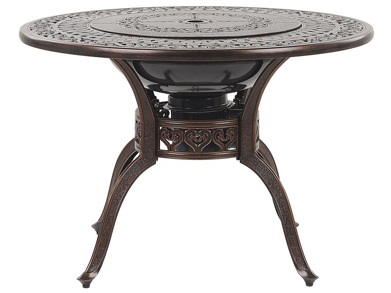 Okrúhly záhradný stôl s grilom ⌀ 105 cm hnedý MANFRIA_765624
