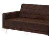Left Hand Modular Faux Leather Sofa with Ottoman Brown ABERDEEN_717205