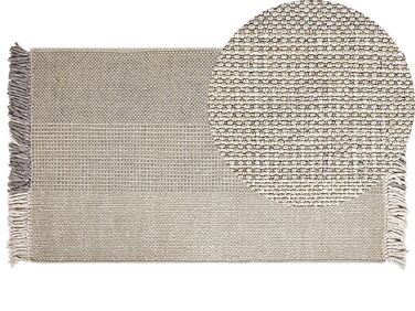 Teppich Wolle grau 80 x 150 cm Kurzflor TEKELER